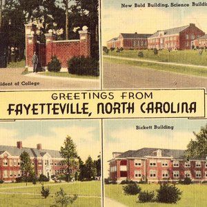 Linen Postcard - Greetings from Fayetteville,North Carolina M1421